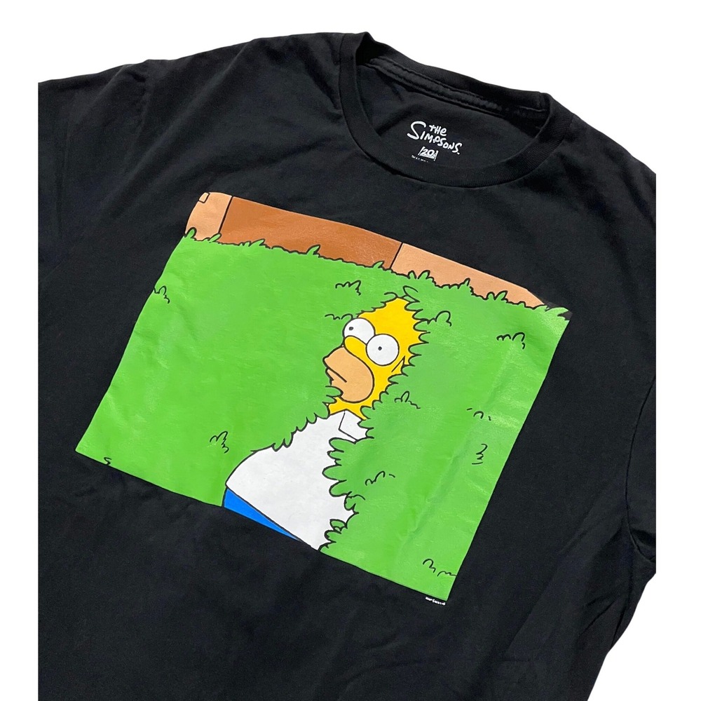 The Simpsons Homer Simpson Backing Into Bushes Meme Graphic T-Shirt Black Mens M